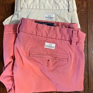 2 pairs of Vinyard Vines breaker shorts 32 waist 9” inseam colours:coral, stone